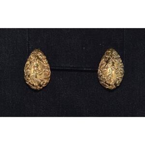 Vintage POGGI Paris France Designer Couture Gold Tone Modernist Clip Earrings